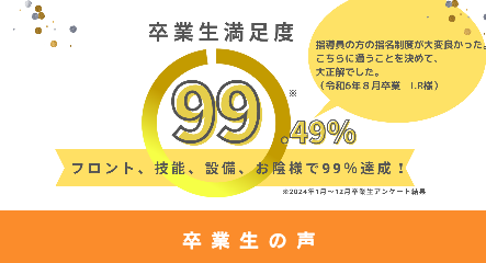 卒業生満足度98%口コミ:卒業生の声