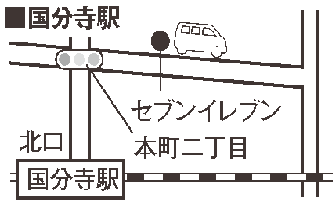 国分寺駅北口から停留所までの地図