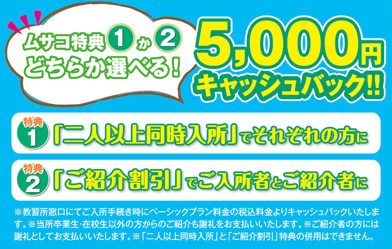 ご紹介割でご入所者様、ご紹介者様それぞれに5,000円キャッシュバック！